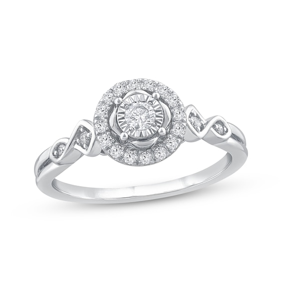 Round-Cut Diamond Halo Engagement Ring 1/4 ct tw 14K White Gold