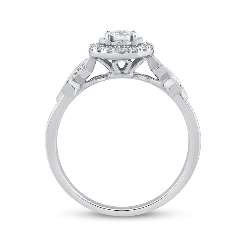 Main Image 3 of Round-Cut Diamond Halo Engagement Ring 1/4 ct tw 14K White Gold