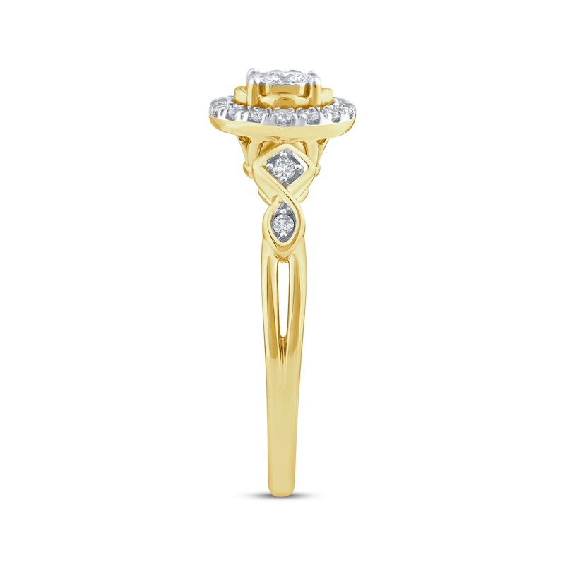 Main Image 2 of Round-Cut Diamond Halo Engagement Ring 1/4 ct tw 14K Yellow Gold