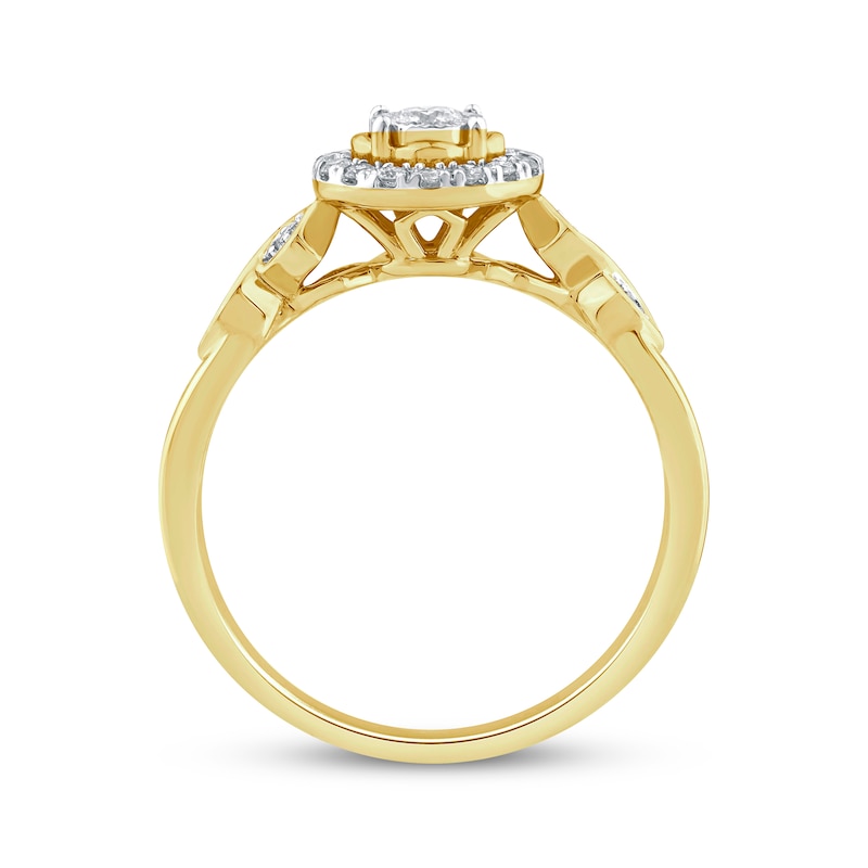 Main Image 3 of Round-Cut Diamond Halo Engagement Ring 1/4 ct tw 14K Yellow Gold