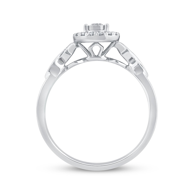 Main Image 3 of Round-Cut Diamond Pear Halo Engagement Ring 1/4 ct tw 14K White Gold