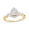 Thumbnail Image 1 of Round-Cut Diamond Pear Halo Engagement Ring 1/4 ct tw 14K Yellow Gold