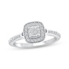 Thumbnail Image 1 of Round-Cut Diamond Cushion Halo Engagement Ring 1/4 ct tw 14K White Gold