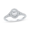 Thumbnail Image 1 of Oval-Cut Diamond Halo Engagement Ring 1/2 ct tw 14K White Gold