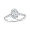 Thumbnail Image 1 of Oval-Cut Diamond Halo Engagement Ring 5/8 ct tw 14K White Gold