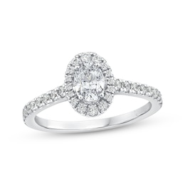 Oval-Cut Diamond Halo Engagement Ring 5/8 ct tw 14K White Gold