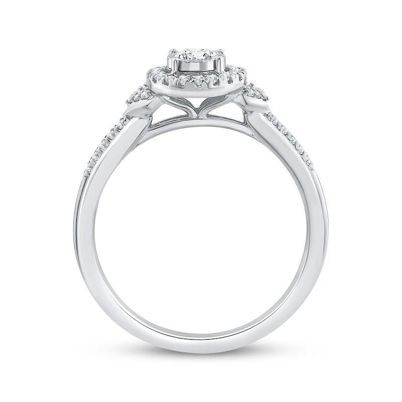 Main Image 3 of Round-Cut Diamond Halo Engagement Ring 1/4 ct tw 14K White Gold