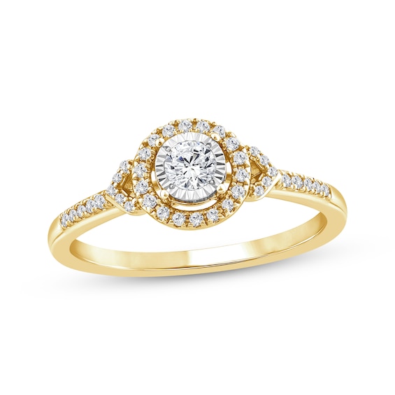 Round-Cut Diamond Halo Engagement Ring 1/4 ct tw 14K Yellow Gold