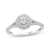 Thumbnail Image 0 of Round-Cut Diamond Double Halo Engagement Ring 1/2 ct tw 14K White Gold