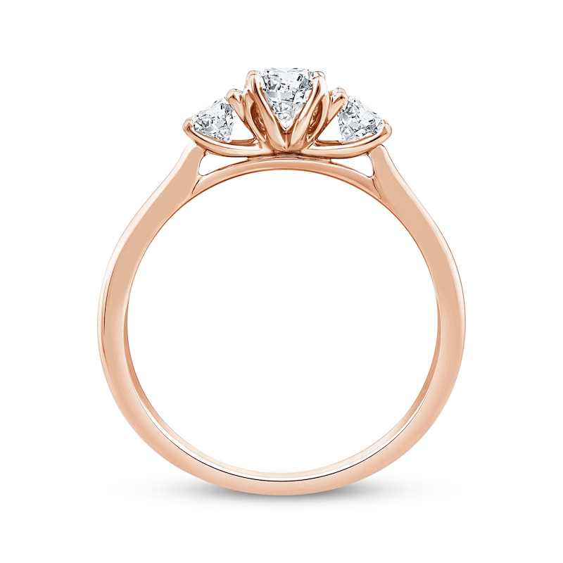 Main Image 3 of Round-Cut Diamond Three-Stone Engagement Ring 3/4 ct tw 14K Rose Gold