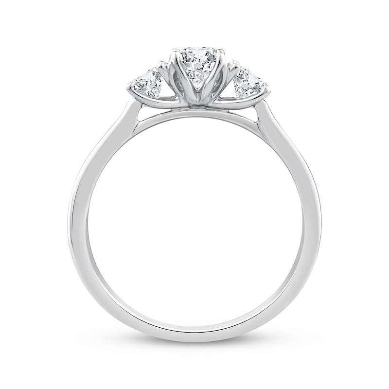 Main Image 3 of Round-Cut Diamond Three-Stone Engagement Ring 3/4 ct tw 14K White Gold