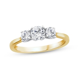 Round-Cut Diamond Three-Stone Engagement Ring 3/4 ct tw 14K Yellow Gold