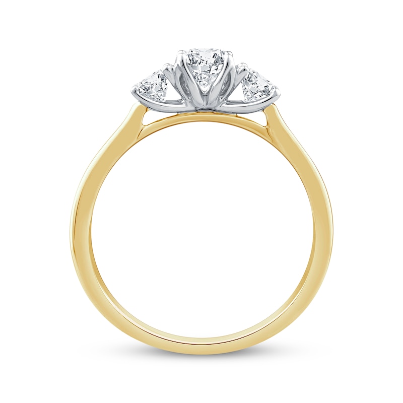 Main Image 3 of Round-Cut Diamond Three-Stone Engagement Ring 3/4 ct tw 14K Yellow Gold