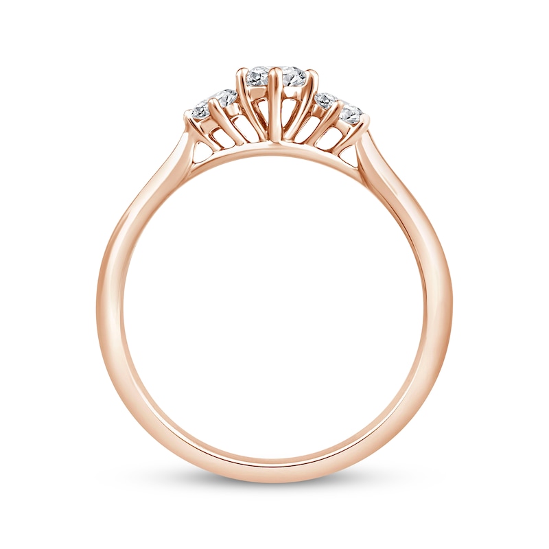 Main Image 3 of Round-Cut Diamond Three-Stone Engagement Ring 1/2 ct tw 14K Rose Gold