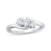 Thumbnail Image 1 of Round-Cut Diamond Three-Stone Bypass Engagement Ring 1/2 ct tw 14K White Gold