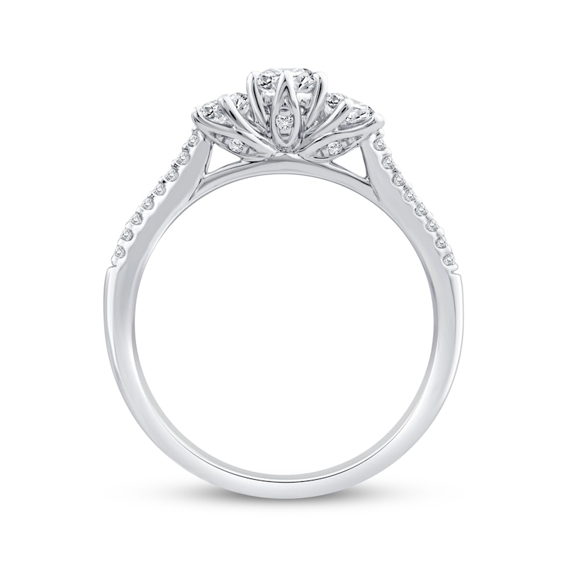 Round-Cut Diamond Three-Stone Engagement Ring 3/4 ct tw 14K White Gold