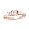 Thumbnail Image 1 of Princess-Cut Diamond Three-Stone Engagement Ring 1 ct tw 14K Rose Gold