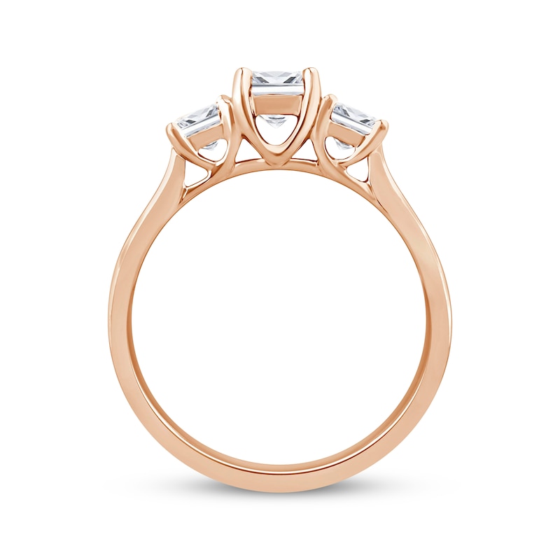 Main Image 3 of Princess-Cut Diamond Three-Stone Engagement Ring 1 ct tw 14K Rose Gold