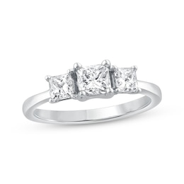 Adore Princess-Cut Diamond Three-Stone Engagement Ring 1 ct tw 14K White Gold