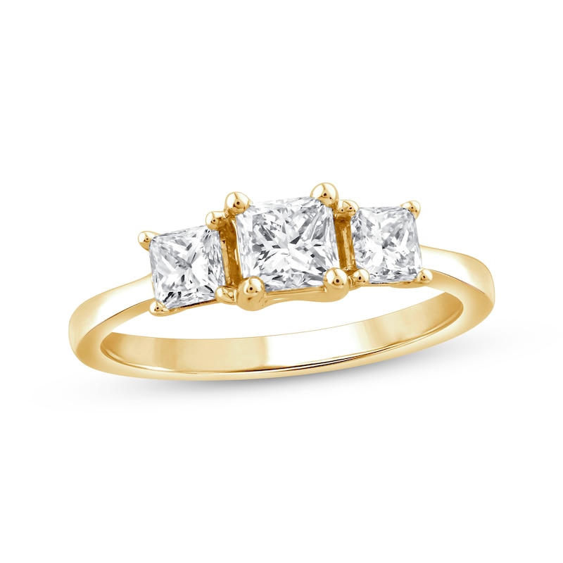 Main Image 1 of Princess-Cut Diamond Three-Stone Engagement Ring 1 ct tw 14K Yellow Gold