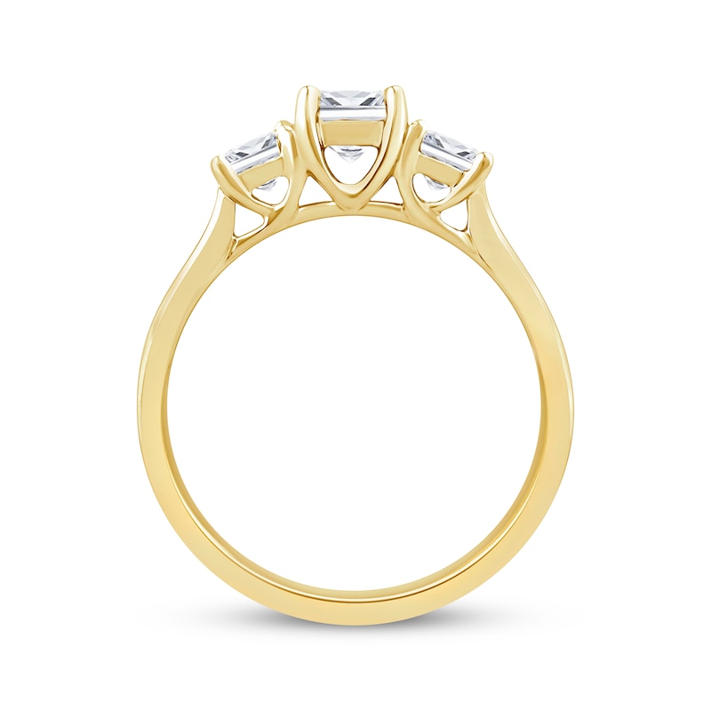 Main Image 3 of Princess-Cut Diamond Three-Stone Engagement Ring 1 ct tw 14K Yellow Gold