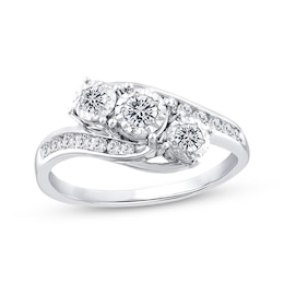 Adore Diamond Three-Stone Bypass Engagement Ring 1/2 ct tw 14K White Gold