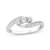 Thumbnail Image 1 of Round-Cut Diamond Three-Stone Bypass Engagement Ring 1/2 ct tw 14K White Gold