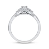 Thumbnail Image 3 of Round-Cut Diamond Three-Stone Halo Engagement Ring 1/4 ct tw 14K White Gold