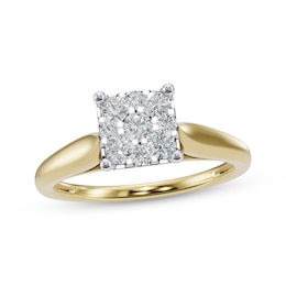 Adore Multi-Diamond Square Engagement Ring 1/4 ct tw 14K Two-Tone Gold