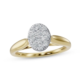 Multi-Diamond Oval Engagement Ring 1/4 ct tw 14K Two-Tone Gold