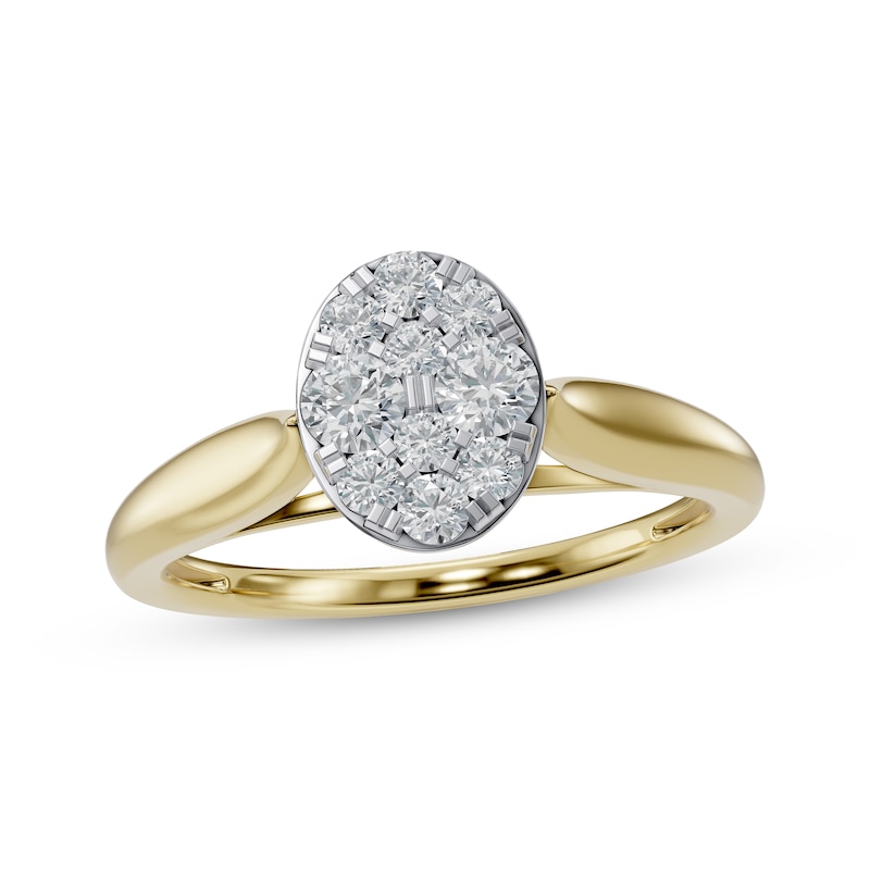 Main Image 1 of Multi-Diamond Oval Engagement Ring 1/4 ct tw 14K Two-Tone Gold