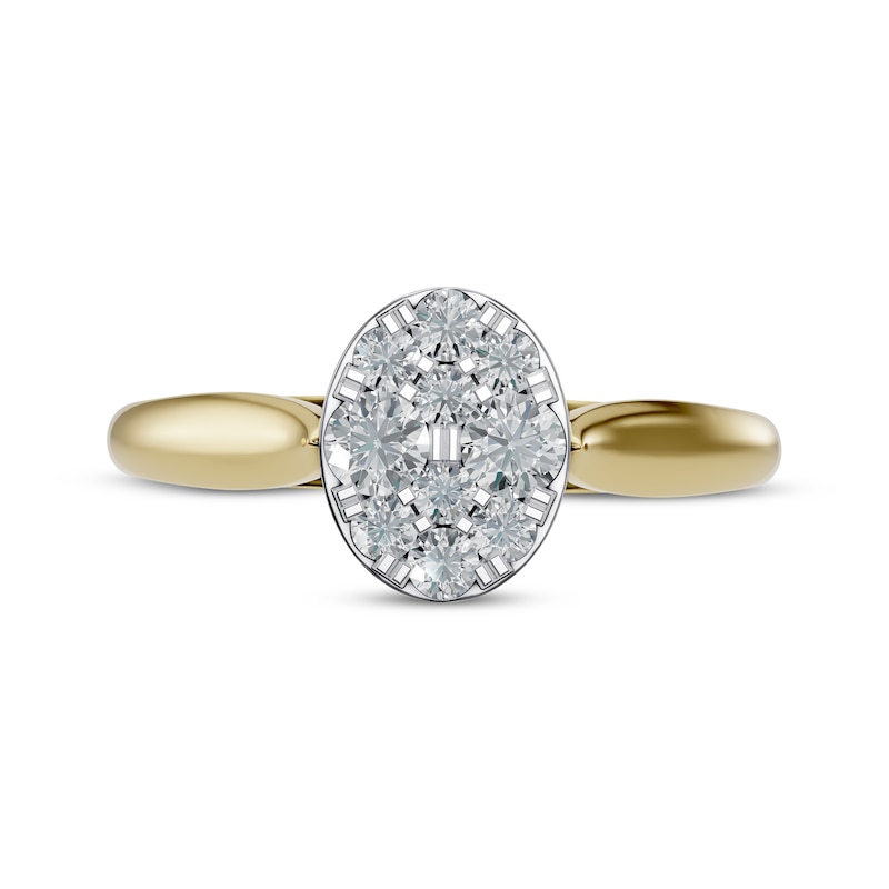 Main Image 3 of Multi-Diamond Oval Engagement Ring 1/4 ct tw 14K Two-Tone Gold