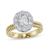 Thumbnail Image 1 of Oval-Cut Diamond Halo Twist Shank Engagement Ring 1 ct tw 14K Two-Tone Gold