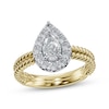 Thumbnail Image 1 of Pear-Shaped Diamond Halo Twist Shank Engagement Ring 1 ct tw 14K Two-Tone Gold