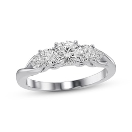 Adore Round-Cut Diamond Three-Stone Engagement Ring 1/4 ct tw 10K White Gold