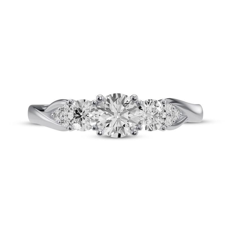 Round-Cut Diamond Three-Stone Engagement Ring 1/4 ct tw 10K White Gold