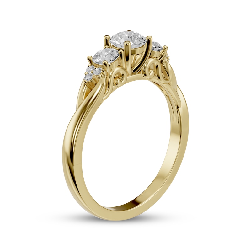 Main Image 2 of Round-Cut Diamond Three-Stone Engagement Ring 1/4 ct tw 10K Yellow Gold