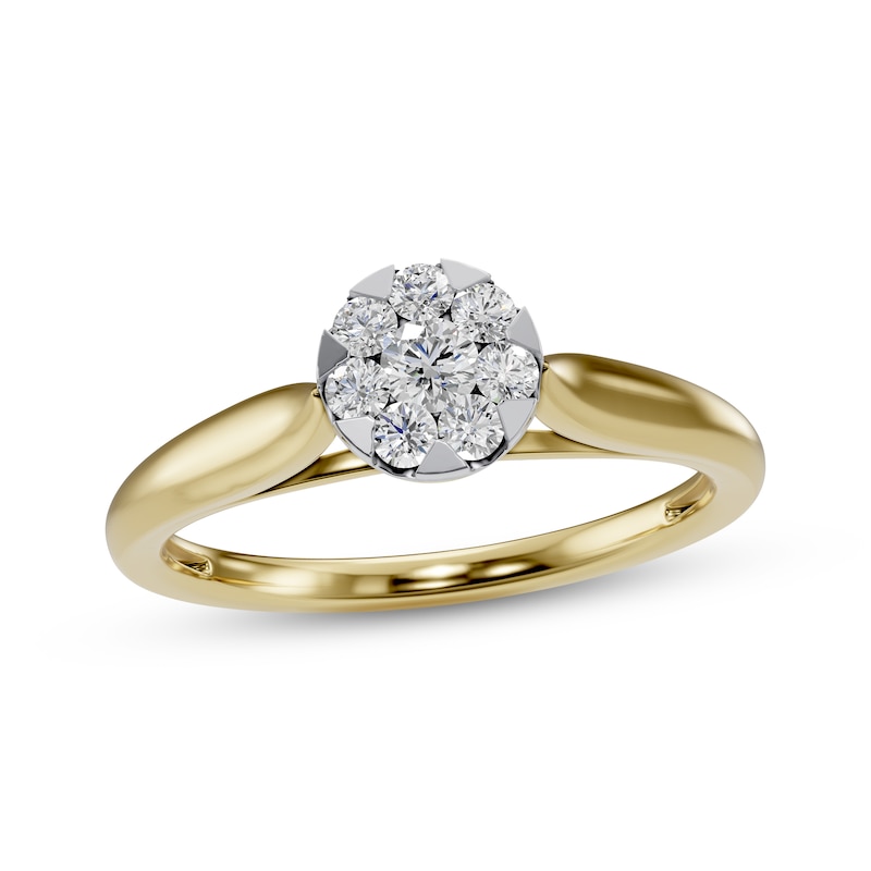 Multi-Diamond Circular-Shaped Engagement Ring 1/4 ct tw 14K Two-Tone Gold