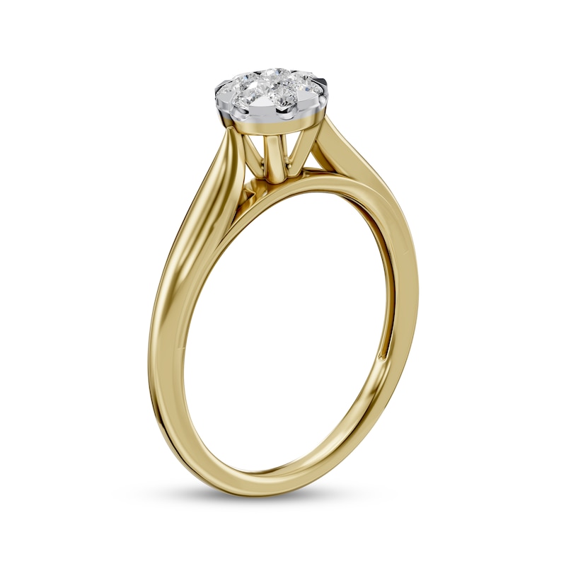 Multi-Diamond Circular-Shaped Engagement Ring 1/4 ct tw 14K Two-Tone Gold