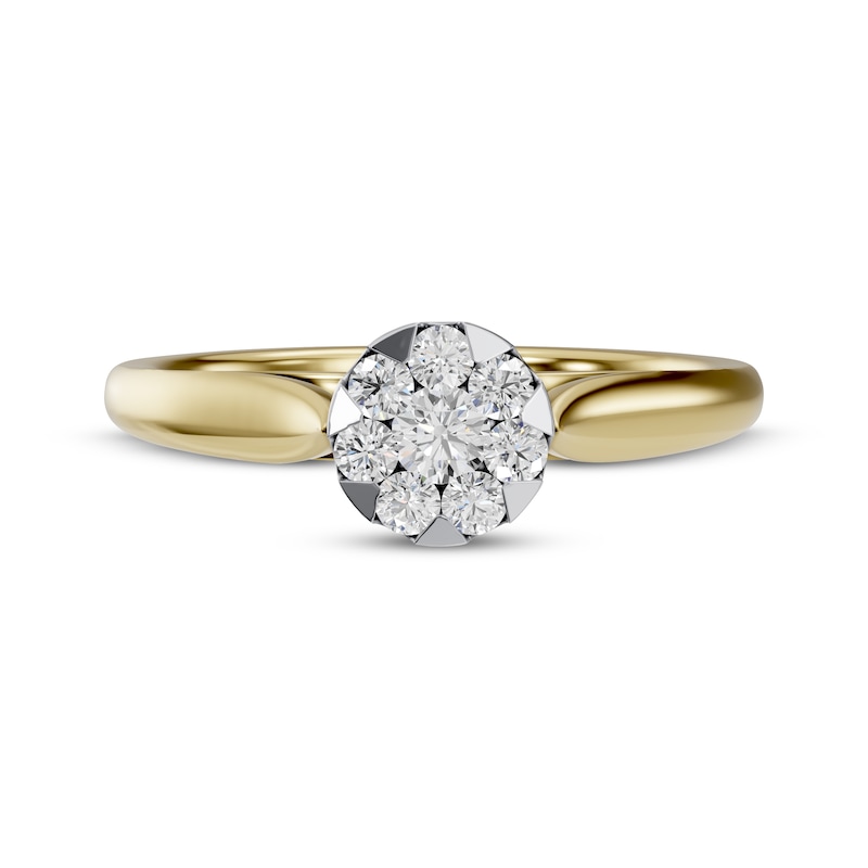 Multi-Diamond Circular-Shaped Engagement Ring 1/4 ct tw 14K Two-Tone Gold