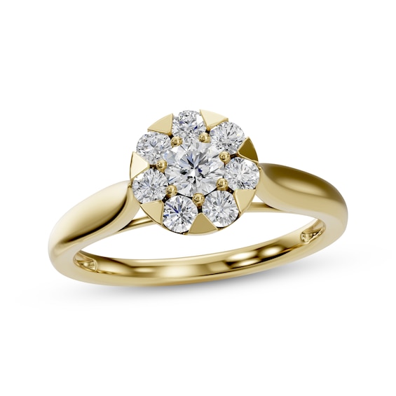 Multi-Diamond Circular-Shaped Engagement Ring 1/2 ct tw 14K Yellow Gold