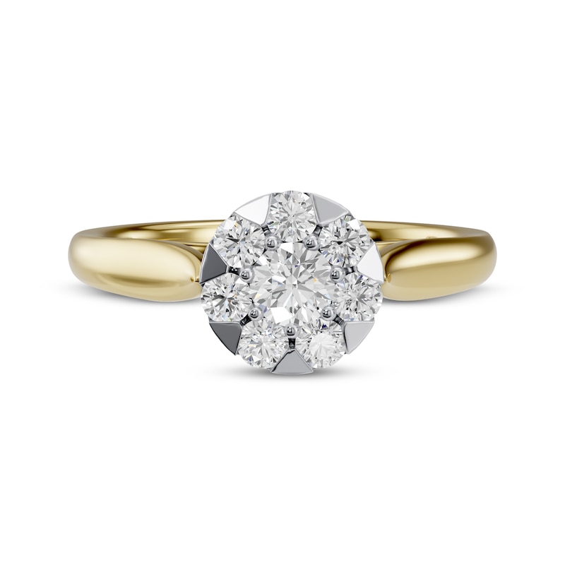 Multi-Diamond Circular-Shaped Engagement Ring 1/2 ct tw 14K Two-Tone Gold