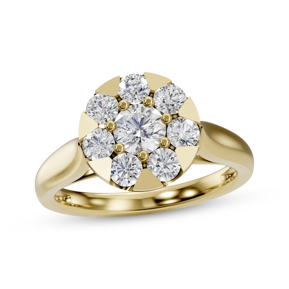Multi-Diamond Circular-Shaped Engagement Ring 1 ct tw 14K Yellow Gold