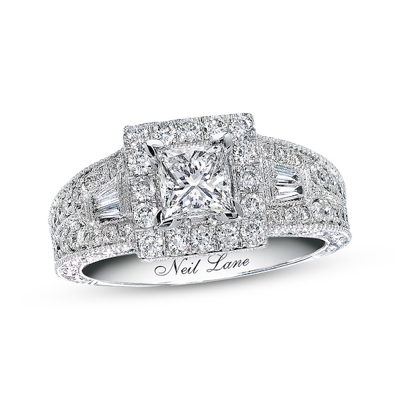 Neil Lane Princess-cut Diamond Engagement Ring 1-3/4ct tw 14K White Gold