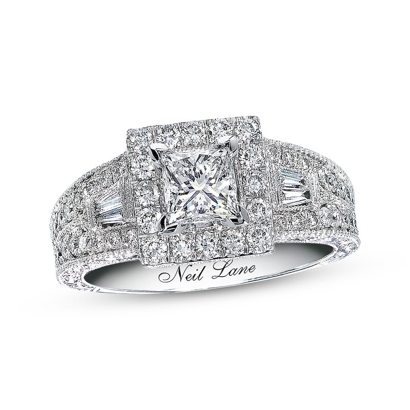 Main Image 1 of Neil Lane Princess-cut Diamond Engagement Ring 1-3/4ct tw 14K White Gold