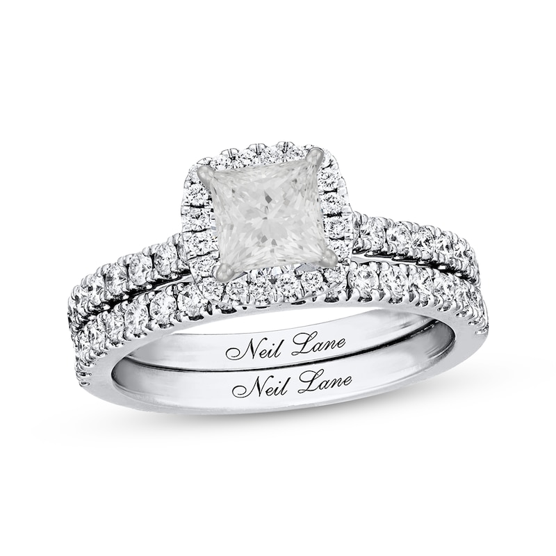 Main Image 1 of Neil Lane Princess-cut Diamond Bridal Set 1-1/2ct tw 14K White Gold Size 5