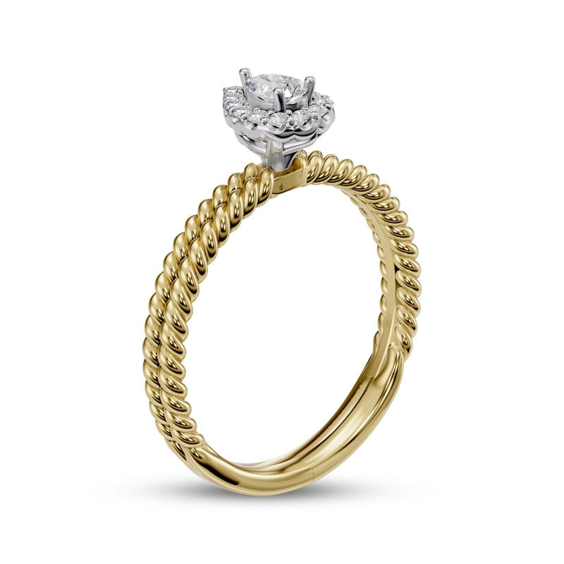 Pear-Shaped Diamond Rope Twist Engagement Ring 1/4 ct tw 14K Two-Tone Gold