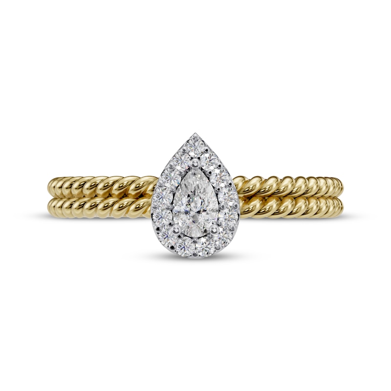 Pear-Shaped Diamond Rope Twist Engagement Ring 1/4 ct tw 14K Two-Tone Gold