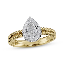 Adore Pear-Shaped Diamond Rope Twist Engagement Ring 1/2 ct tw 14K Two-Tone Gold