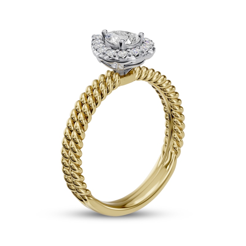 Main Image 2 of Pear-Shaped Diamond Rope Twist Engagement Ring 1/2 ct tw 14K Two-Tone Gold